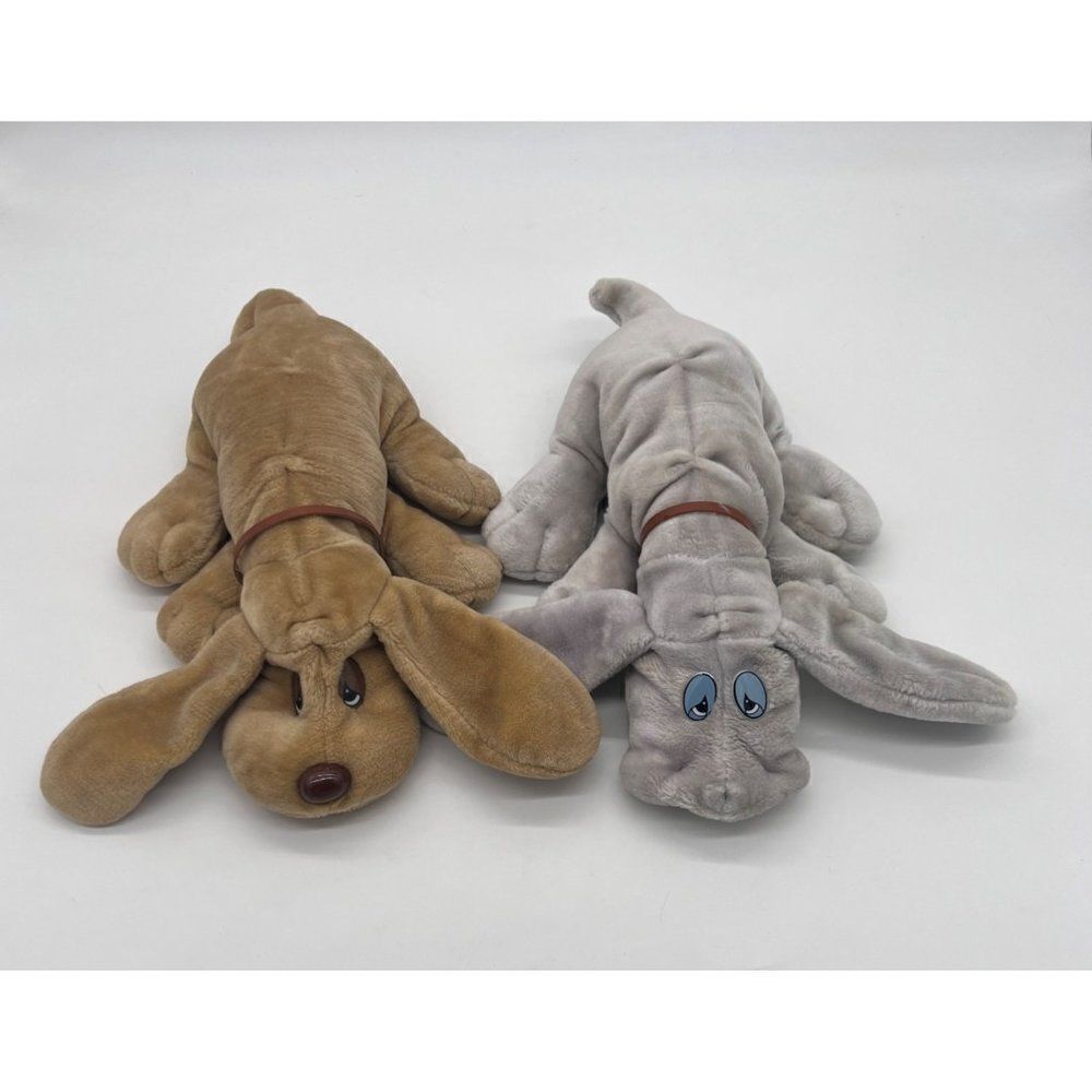 Vintage JRL Toys Lonely Puppies Lot Of 2 Grey Brown 17" Stuffed Plush